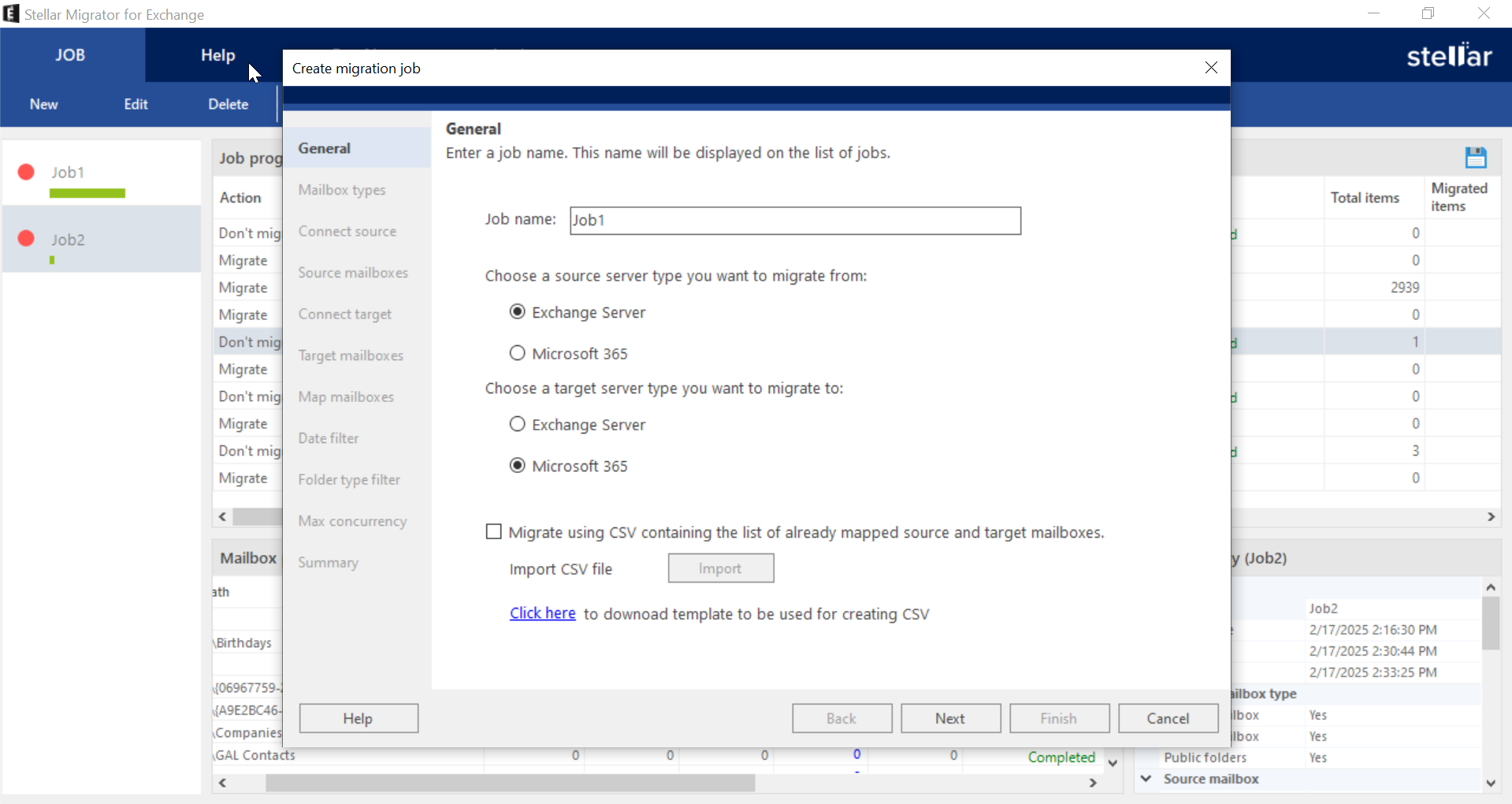 Configure general setting of the job